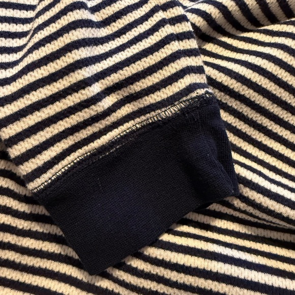 Tommy Hilfiger Navy & White Striped Waffle Knit Long Sleeve Henley Top Size S - Picture 7 of 8